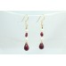 Gold Plated 925 Sterling Silver Earrings Natural Red Ruby Stone & Pearls 2.2"